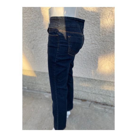 Reitmans Jeans Mid Rise Straight Boot Cut Stretch Pull On Dark Wash Sz 7 - Picture 5 of 10